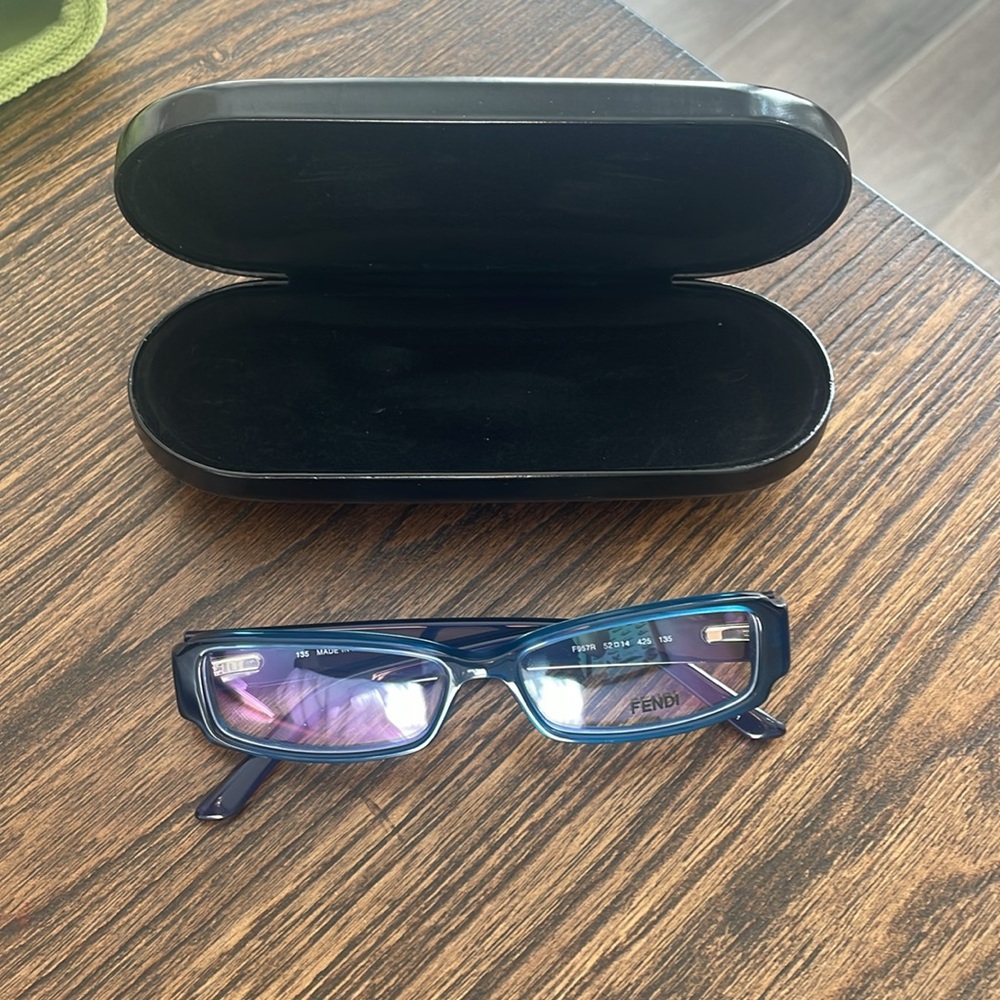 NWOT FENDI Women's Eyeglasses F957R 425 Blue with Crystal FF Rectangular Frame - Picture 8 of 11